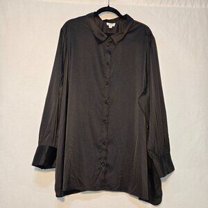 THE DROP Minimalist Basic Black Stretch Satin Shirt Tunic Top Size 4X New NO Tag